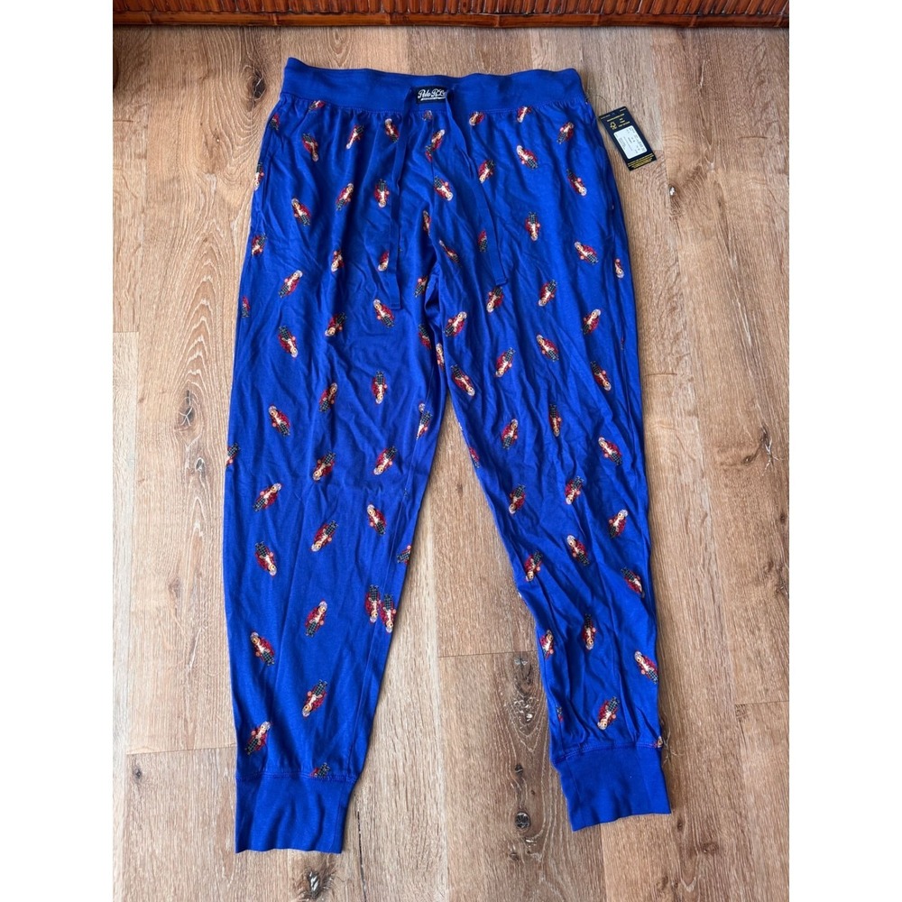 Polo Ralph Lauren NWT Mens Blue Holiday Polo Bear Sleepwear Pajamas Size L
